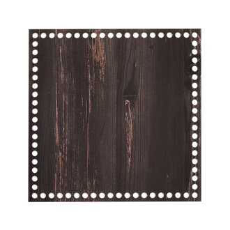 Holzboden für Häkelkörbchen Quadrat 25x25cm - mokka