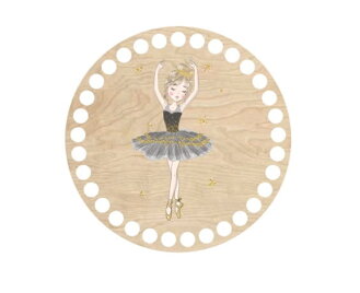 Holzboden mit Motiv Ø15cm - Ballerina in einem schwarzen Rock 076