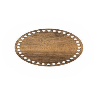Holzboden für Häkelkörbchen Ellipse 25x14cm - braun