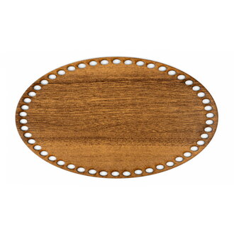 Holzboden für Häkelkörbchen Ellipse 30x18cm - braun