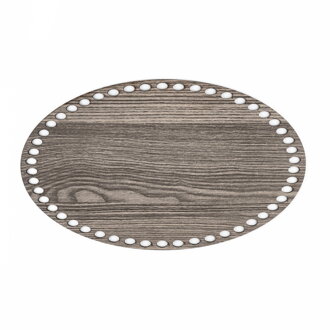 Holzboden für Häkelkörbchen Ellipse 30x18cm - grau