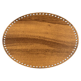 Holzboden für Häkelkörbchen Ellipse 34x25cm - braun
