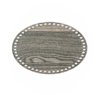 Holzboden für Häkelkörbchen Ellipse 26x16cm - grau