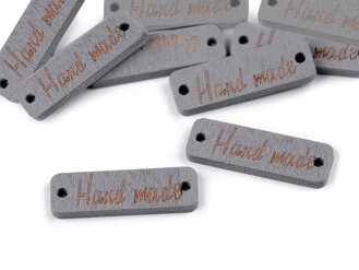 Holzschild / Etikette Handmade - Rechteck Grau