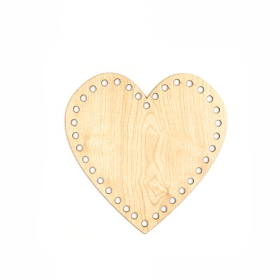 Holzboden für Häkelkörbchen Herz 20cm - natürlich hell