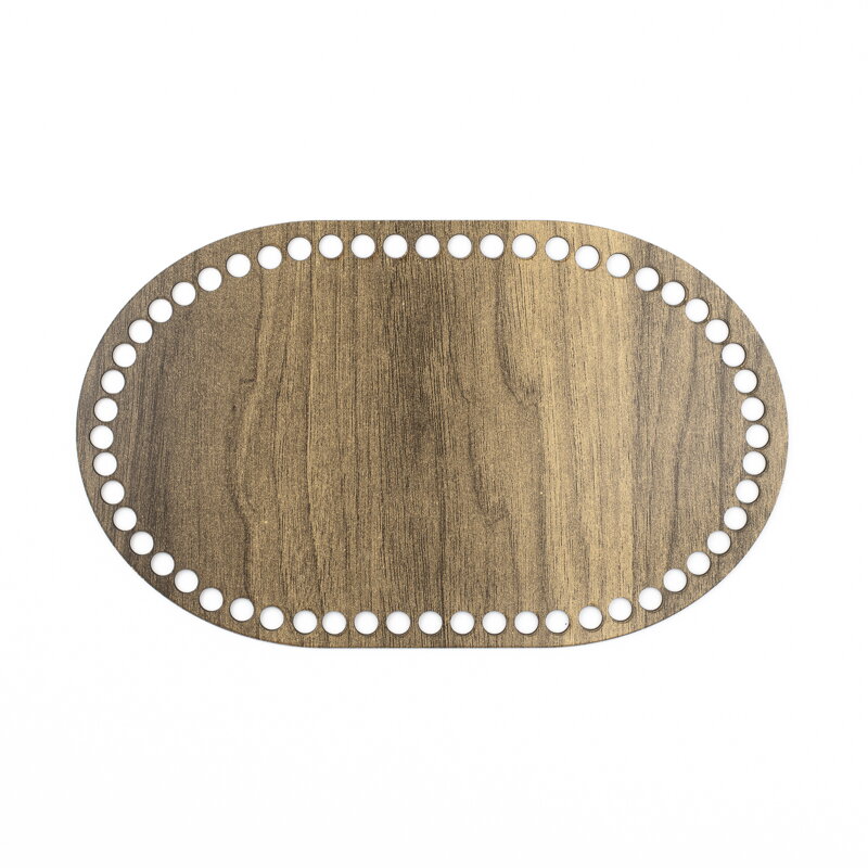 Holzboden für Häkelkörbchen Oval 30x18cm - braun