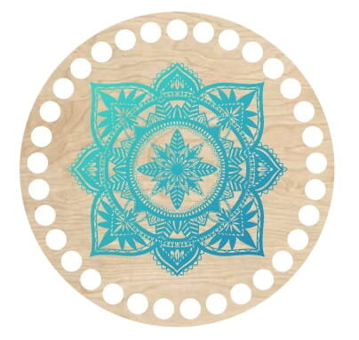 Holzboden mit Motiv Ø15cm - Türkis Mandala 131