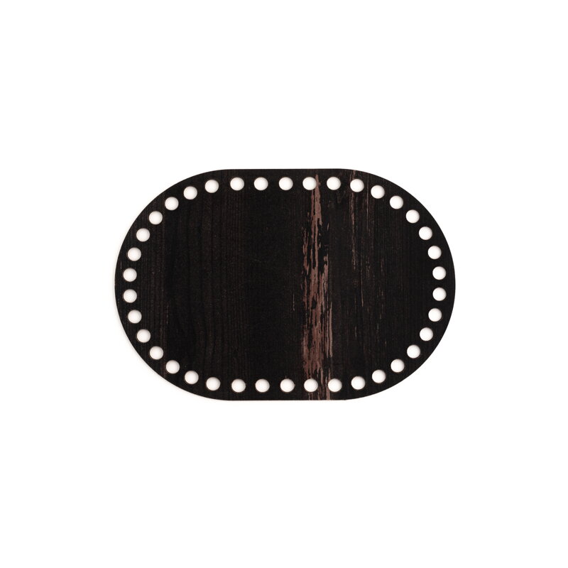 Holzboden für Häkelkörbchen Oval 20x14cm - mokka