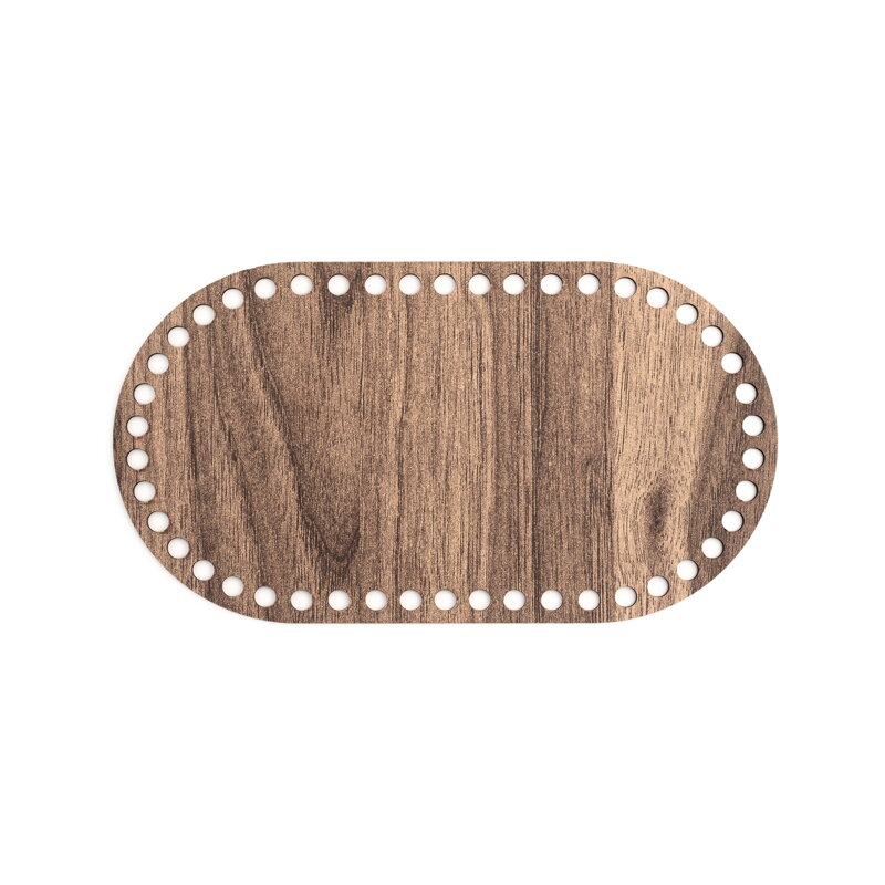 Holzboden für Häkelkörbchen Oval 25x14cm - braun
