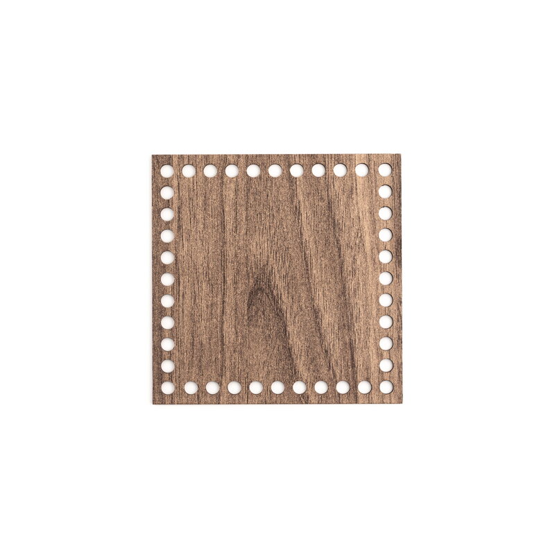 Holzboden für Häkelkörbchen Quadrat 15x15cm - braun