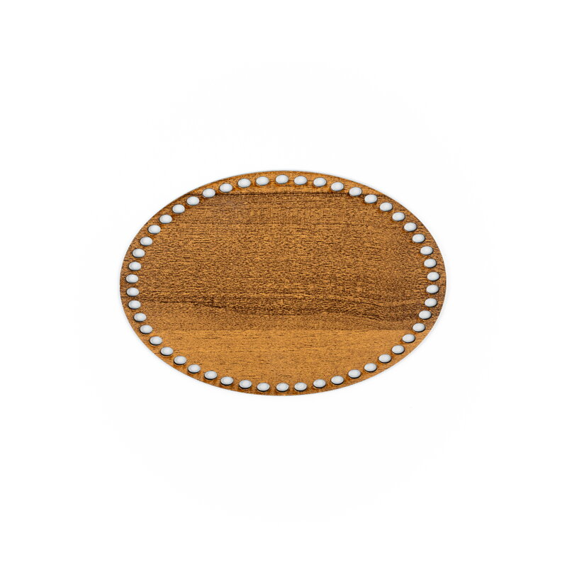Holzboden für Häkelkörbchen Ellipse 20x14cm - braun