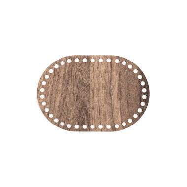 Holzboden für Häkelkörbchen Oval 20x14cm - braun