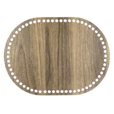Holzboden für Häkelkörbchen Oval 34x25cm - braun